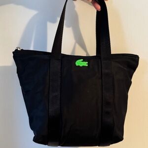 Lacoste crocodile black handbag purse, shoulder medium tote bag like new bags